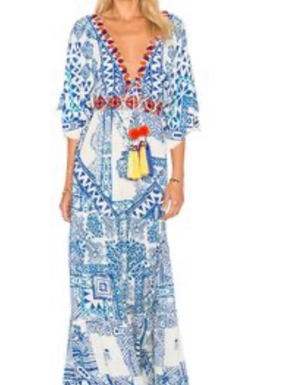 Hemant and Nandita Blue and White Printed Maxi Dress
